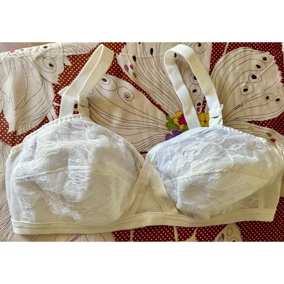 Vintage 60s bra size 38C mrs maisel bullet new old stock white lace - Picture 2 of 13